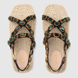 Grosgrain Espadrille Sandal with Crystals | DESIGNER INSPIRED FASHIONS
