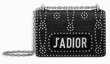 J'adior Flap Bag in Black Studded Calfskin