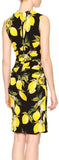Sleeveless Lemon-Print Sheath Dress, Yellow/Black - DESIGNER INSPIRED FASHIONS