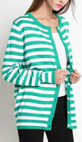 Pineapple Embellished Stripe Knit Cardigan - DESIGNER INSPIRED FASHIONS