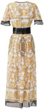 Long Printed Dress with Belt - DESIGNER INSPIRED FASHIONS