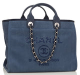 Large Canvas With Sequins Deauville Tote, Navy **Limited Stock** - DESIGNER INSPIRED FASHIONS