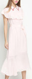 Silk Ruffle-Bib Midi Dress - DESIGNER INSPIRED FASHIONS