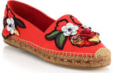 Locket-Flower-Jewel Embroidered Espadrilles-Red - DESIGNER INSPIRED FASHIONS
