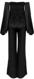 Black Off-the-Shoulder Metal-Hook-Embellished Jumpsuit - DESIGNER INSPIRED FASHIONS