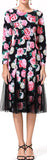 Tulle-Paneled Printed Dress