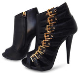 Black Peep-Toe Alien Booties