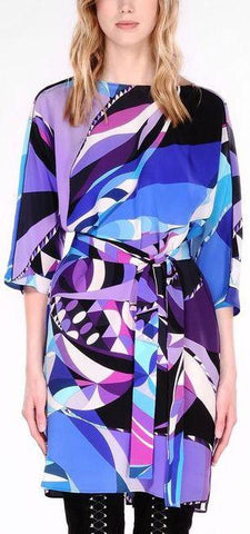 Geometric Abstract Printed Jersey Tunic Dress - DESIGNER INSPIRED FASHIONS