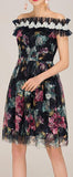 Floral-Appliques Mesh Dress