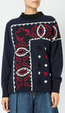 Navy Bandana Embroidered Sweater