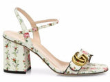 GG Marmont Floral Print Leather Sandals - White or Blue