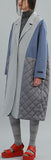 Color-Contrast Wool Quilted Down Coat