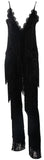 Fringed Halter Jumpsuit in Black - DESIGNER INSPIRED FASHIONS