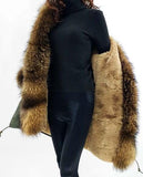 Fur Lined and Trimmed Parka Coat - Blue or Green