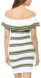 Off-Shoulder Ruffle Knit Dress - DESIGNER INSPIRED FASHIONS
