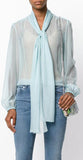 Chiffon Tie-Neck Blouse & Hydrangea Print Skirt Set