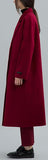 Contrast-Stripe Long Wool Coat
