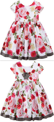 Rose Printed Pleated Dress - DESIGNER INSPIRED FASHIONS