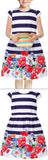 Floral & Striped Print Dress - DESIGNER INSPIRED FASHIONS