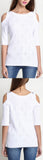 Cold-Shoulder Knit Top, White - DESIGNER INSPIRED FASHIONS