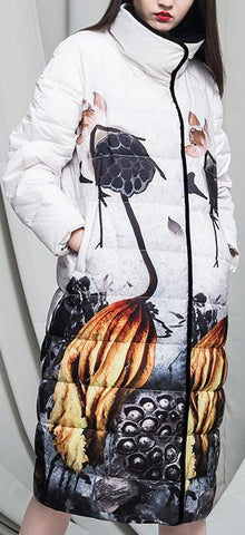 Velvet-Lined Printed Down Coat - DESIGNER INSPIRED FASHIONS