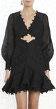 Corsage Bauble Mini Dress, Black