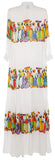 'Basilisco' Printed Maxi Dress in White - DESIGNER INSPIRED FASHIONS