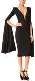 'Paige' Open V Sleeve Dress, Black - DESIGNER INSPIRED FASHIONS