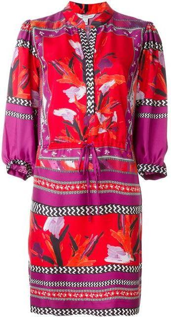 Bright Colored Print Silk Dress - DESIGNER INSPIRED FASHIONS