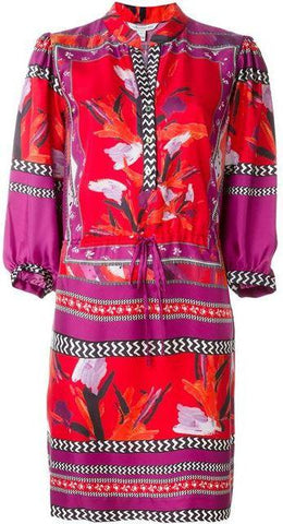 Bright Colored Print Silk Dress - DESIGNER INSPIRED FASHIONS