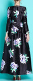 Long Floral-Print Single-Breasted Coat