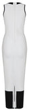 Lace-Up Bodycon Bicolor Dress, White & Black - DESIGNER INSPIRED FASHIONS