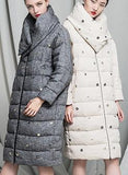 Textured Embellished Down Coat in Grey or Cream - DESIGNER INSPIRED FASHIONS