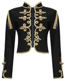 Embroidered Stretch Crop Military Jacket