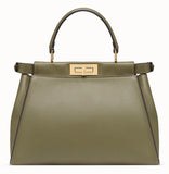 Peekaboo Regular Pocket Green Leather Bag