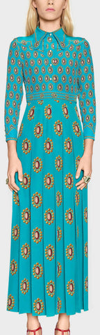 Brooch Print Long Dress - DESIGNER INSPIRED FASHIONS