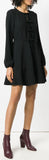 Bow Detail Long-Sleeved Dress, Black
