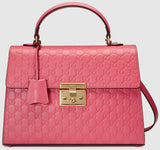 Padlock GG Signature Top-Handle Leather Bag - (Black, Red, Pink) - DESIGNER INSPIRED FASHIONS