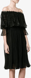 Black Off-the-Shoulder Knitted Lace Dress - DESIGNER INSPIRED FASHIONS