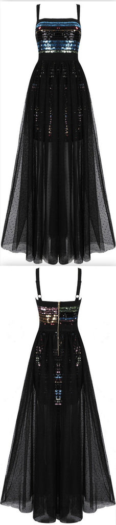 Sequin-Embellished Polka Dot Tulle Gown