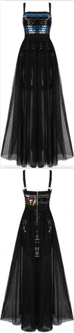 Sequin-Embellished Polka Dot Tulle Gown