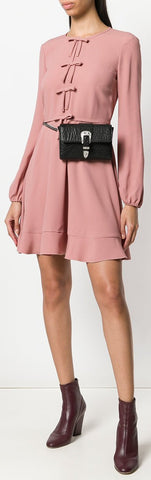 Bow Detail Long-Sleeved Dress, Pink