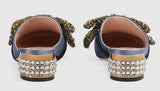Satin Slipper with Crystal Bow, Blue - DESIGNER INSPIRED FASHIONS