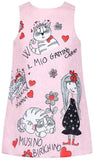 Children's Drawing Printed Dress, White or Pink - DESIGNER INSPIRED FASHIONS