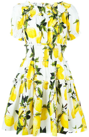 Lemon Print Off-Shoulder Mini Dress - DESIGNER INSPIRED FASHIONS