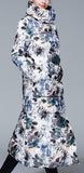 Long Floral Print Down Coat - DESIGNER INSPIRED FASHIONS