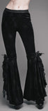 Black Flared Floral Applique Velour Pants - DESIGNER INSPIRED FASHIONS