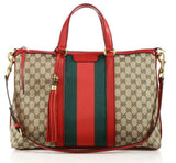 Rania Original GG Canvas Medium Top-Handle Bag Beige-Red - DESIGNER INSPIRED FASHIONS