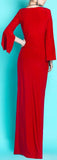 Split-Sleeve Red Maxi Dress