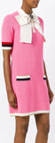 Knit Pink Dress with Bow - DESIGNER INSPIRED FASHIONS